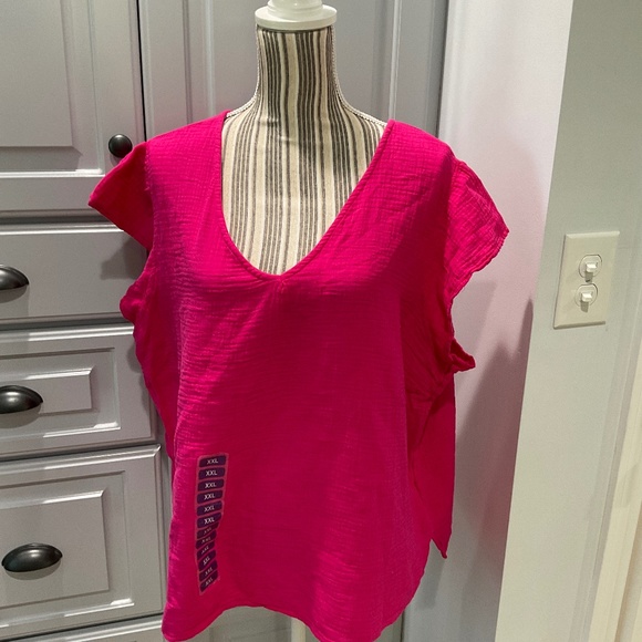 Three Dots Double Gauze Top, Pink, Various Sizes, NWT - Picture 1 of 4